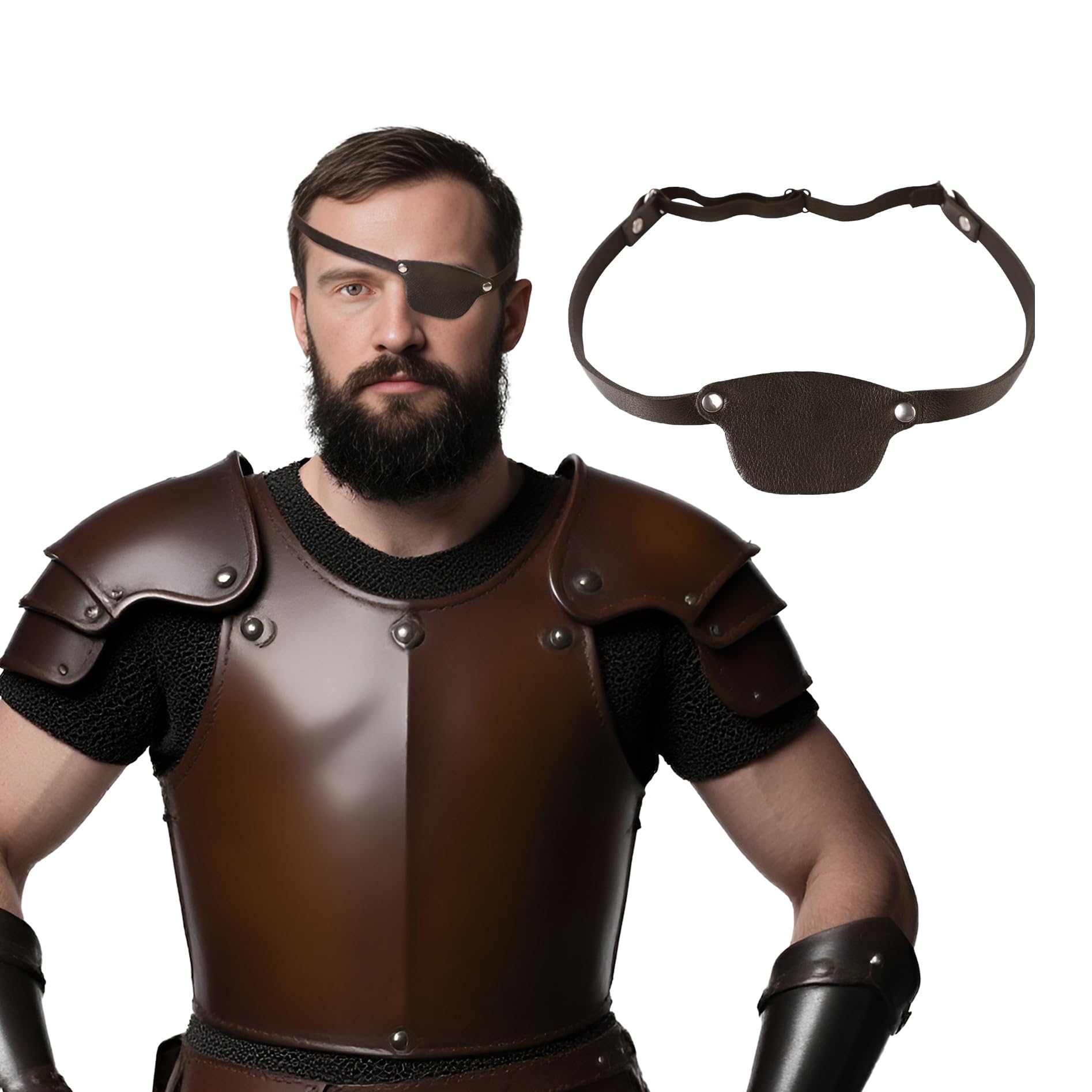 Pirate Eye Patch Leather Medieval Eyepatch Pirate Captain Costume Fancy Dress Eyewear Accessory Viking Cosplay Role Play Eye Cover Vintage Renaissance Design For Halloween Parties