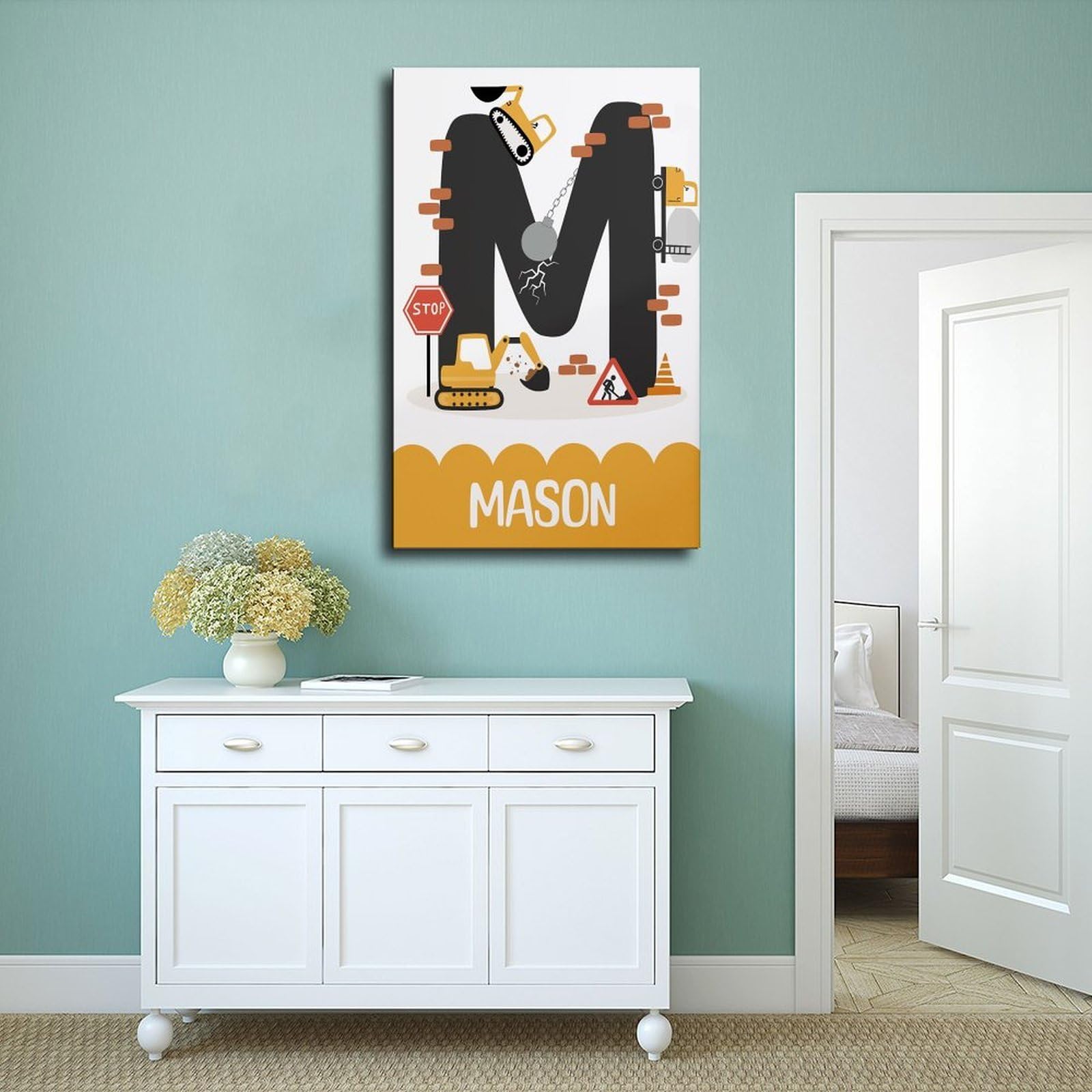 Poster sur toile avec thèmes éducatifs de l'alphabet de A à Z (15) - Décoration murale pour salon, chambre à coucher - 60 x 90 cm
