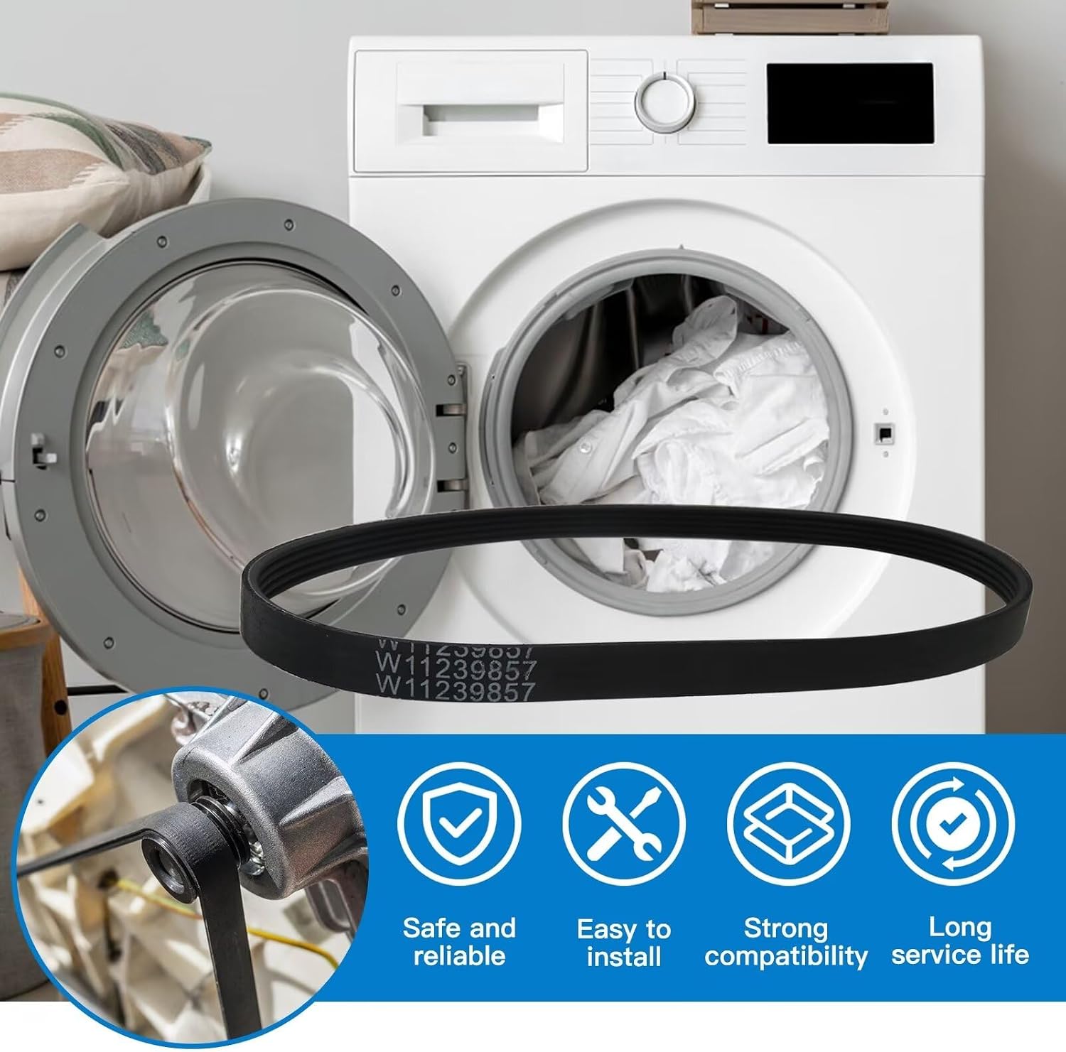 WE12M29 Replacement Washer Drive Belt For wtw5100hc1 wtw5100hc2 wtw5100hw0 wtw5100hw1 wtw5100hw2