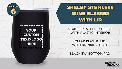 Miniatura 3 de Vasos de vino personalizados sin tallo de 12 onzas, juego de 6, paquete personalizado a granel, aislados, perfectos para vino, cócteles, otras