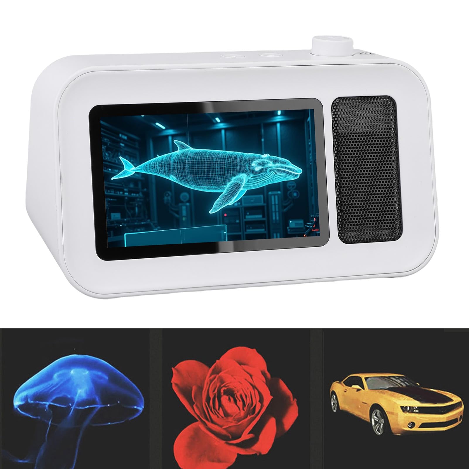 SENECESLI Holograficzny Głośnik Bluetooth 3D, Holograficzny Wyświetlacz Reklamowy 3D, 5-calowy Przezroczysty Wyświetlacz 1080P Elektroniczny Odtwarzacz Albumów z Obrazami do Prezentacji,