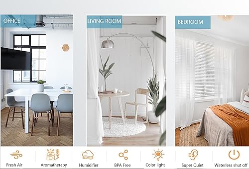 Miniatura 7 de Difusor de piedra, difusor de aceite esencial de cerámica, humidificador 5.4 fl oz difusor ultrasónico de aceite para aramaterapia (negro)