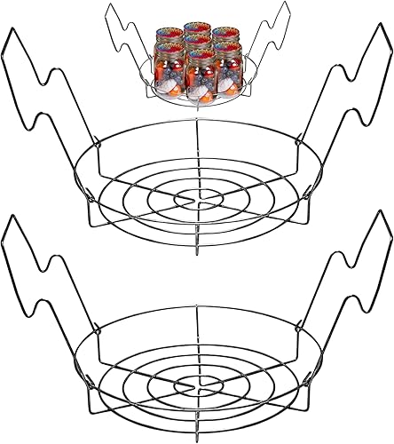 Supa Ant Paquete de 2 estantes de conservas para olla (12 pulgadas) de acero inoxidable con asas, kit de suministros para conservas de baño de agua