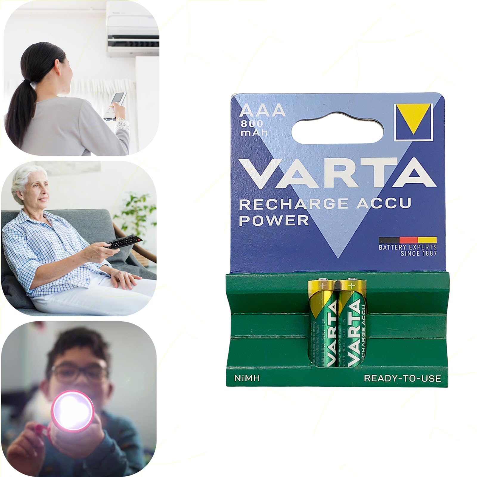 VARTA Recharge Accu Power AAA 800 mAh | 5 paquets de 2 pièces | Pour télécommandes, lampes de poche, jouets et appareils électroniques