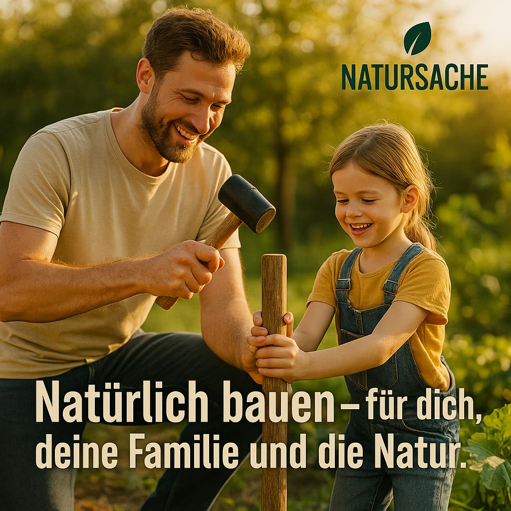 Natursache Haselnuss Holzpfosten Set, 5-teilig, Angespitzte Rundpfähle für Staketenzaun, Bauernzaun, Gartenzaun (5 Stk., 150 cm)