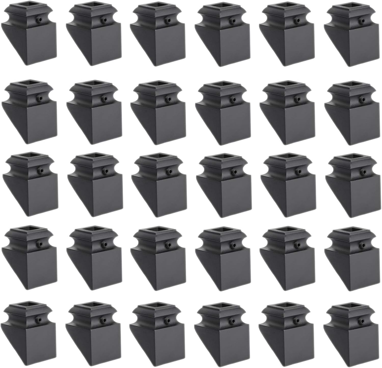Iron Baluster Shoes - Slant Shoe with Screw - for Use with 1/2" Square Balusters - Set of 30 (Satin Black) Iron Baluster Shoes - Slant Shoe with Screw - for Use with 1/2" Square Balusters - Set of 30 (Satin Black)