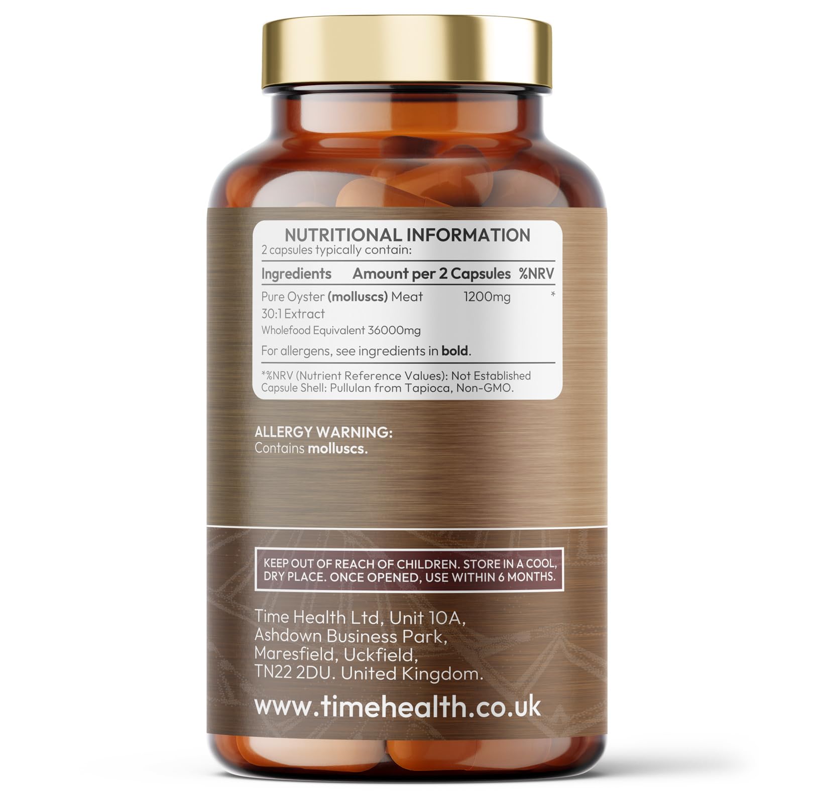 Oyster Meat Extract – Pure & Highly Concentrated – 18,000mg Whole Food Equivalent per Capsule – Zero Additives – Made in The UK to GMP Standards (60 Capsules)