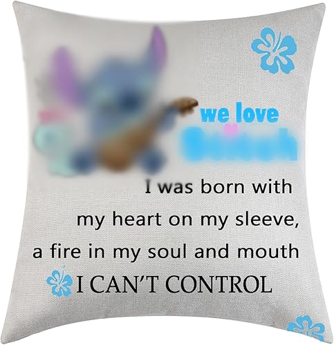 Aeiwjoi Fundas de cojín de puntada Ohana, regalos de puntada para niñas, funda de almohada de puntada de Lilo, We Love Stitch, suministro de fiesta