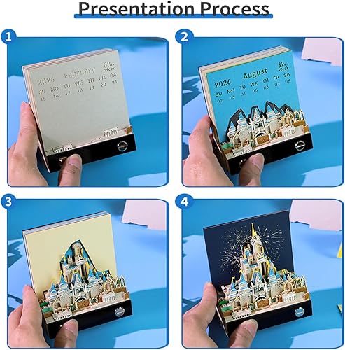 Miniatura 99 de RSLIPIN 3D Memo Pad Time Piece Calendar 2026,3D Calendar Memo Pad DIY Notes Notepad Paper Craft Art Romantic Tree House,2026 3D Desk Calendar With