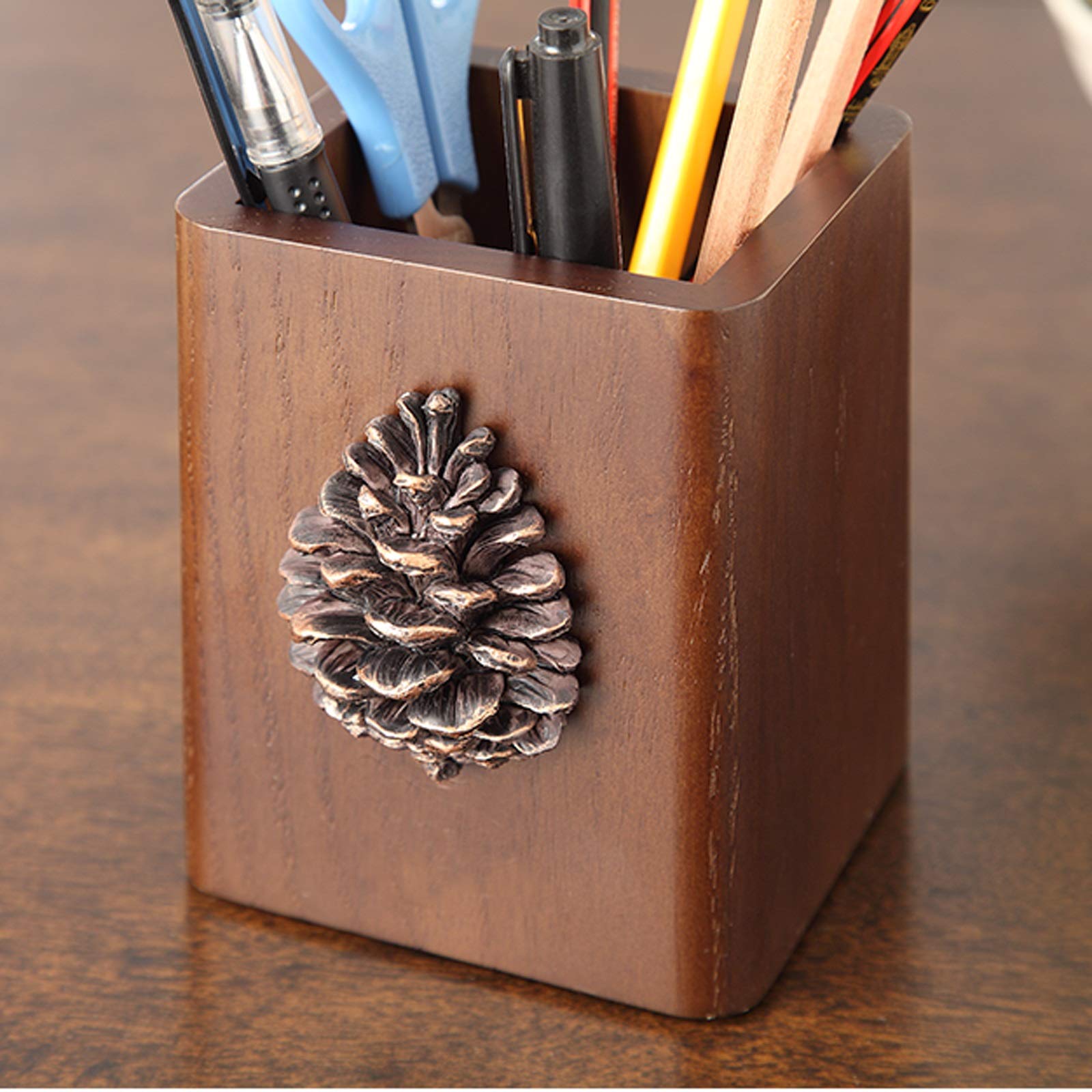 Portapenne Porta Pigne Penna Penna Stile Europeo Scrivania in Legno Penna Pen Matita Pen Matita Penna Carino Matita in Legno Tazza Pot Desk Tidy Organizer Trucco Trucco Pennelli Portamatite
