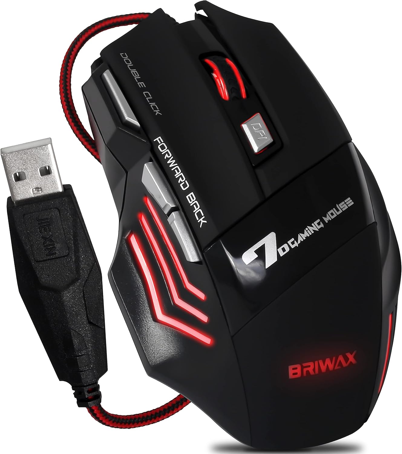 Mouse Gamer Laser 3200dpi Profissional Usb Led 7 Botões Botão Double