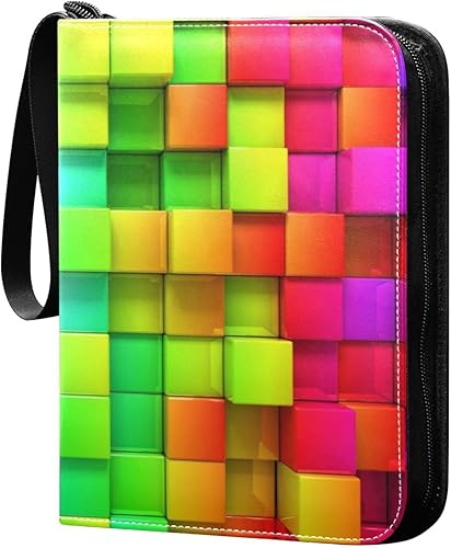 Carpeta de tarjetas coloridas con 4 bolsillos para tarjetas coleccionables con 50 fundas para coleccionista de tarjetas, soporte para álbum para 400