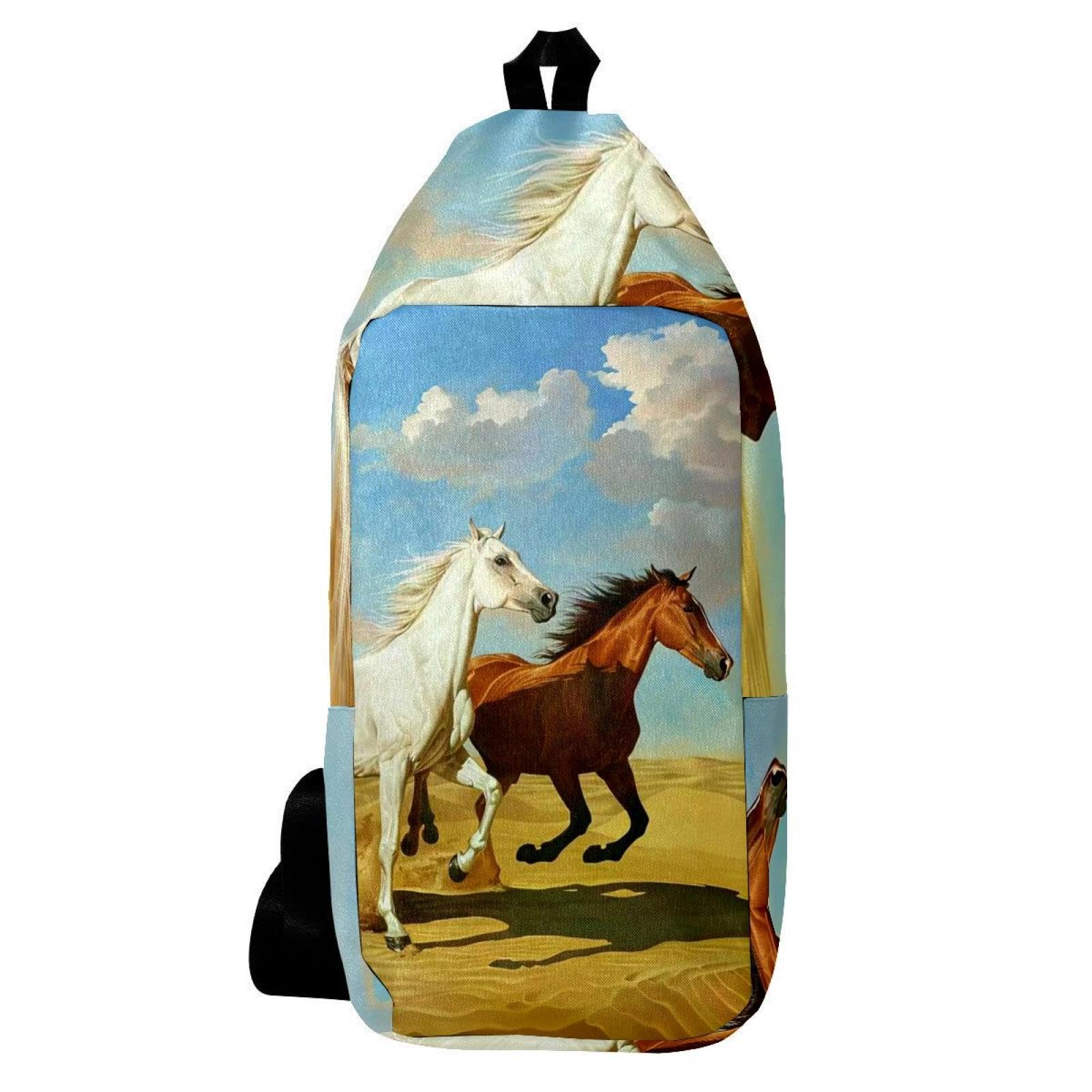 Sac à dos à bandoulière chevaux du désert 16x36cm pour randonnée