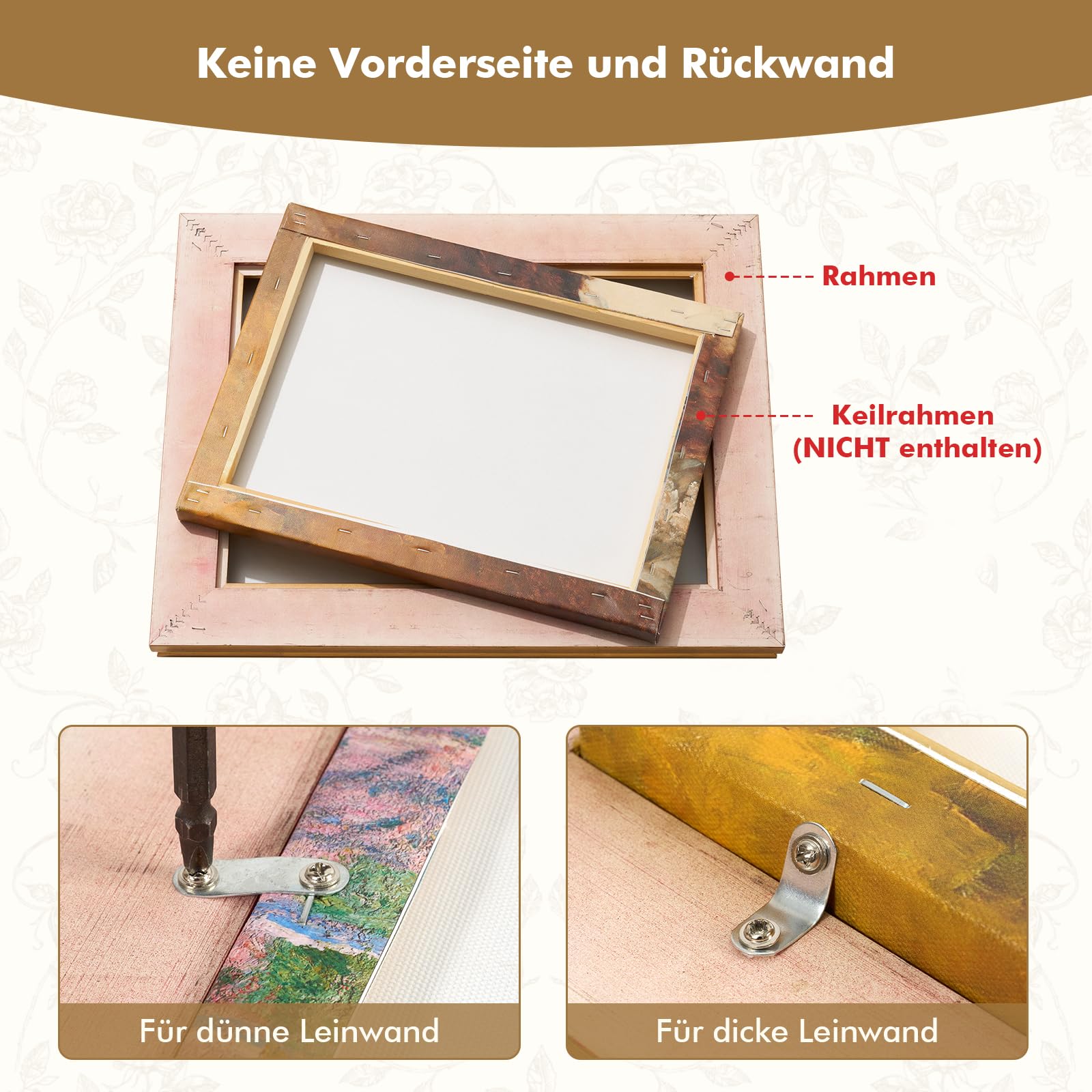 40x60cm Barockrahmen für Ölgemälde Holzrahmen ohne Glas Gold