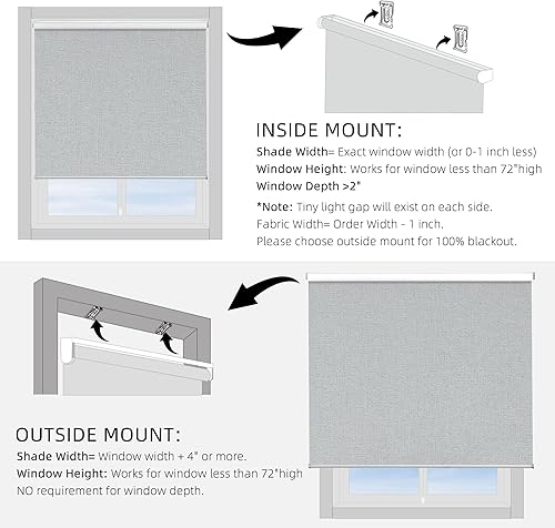 Miniatura 56 de ChrisDowa Persianas enrollables 100% oscurecedoras sin cadena, con tela jacquard a rayas, aislamiento térmico, protección UV, persianas opacas