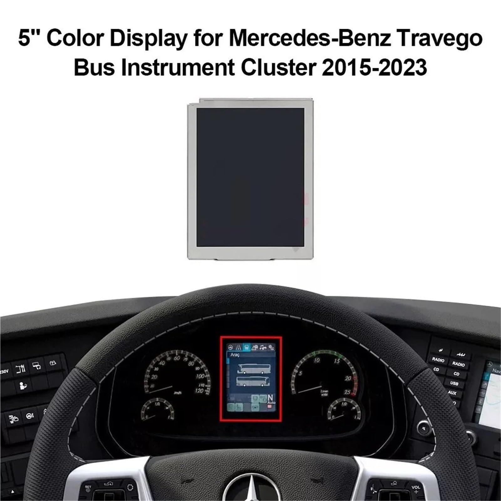 Manomètre température d'huile Tableau de bord avec écran couleur LCD 5 pouces pour Mercedes-Benz Travego Euro 6