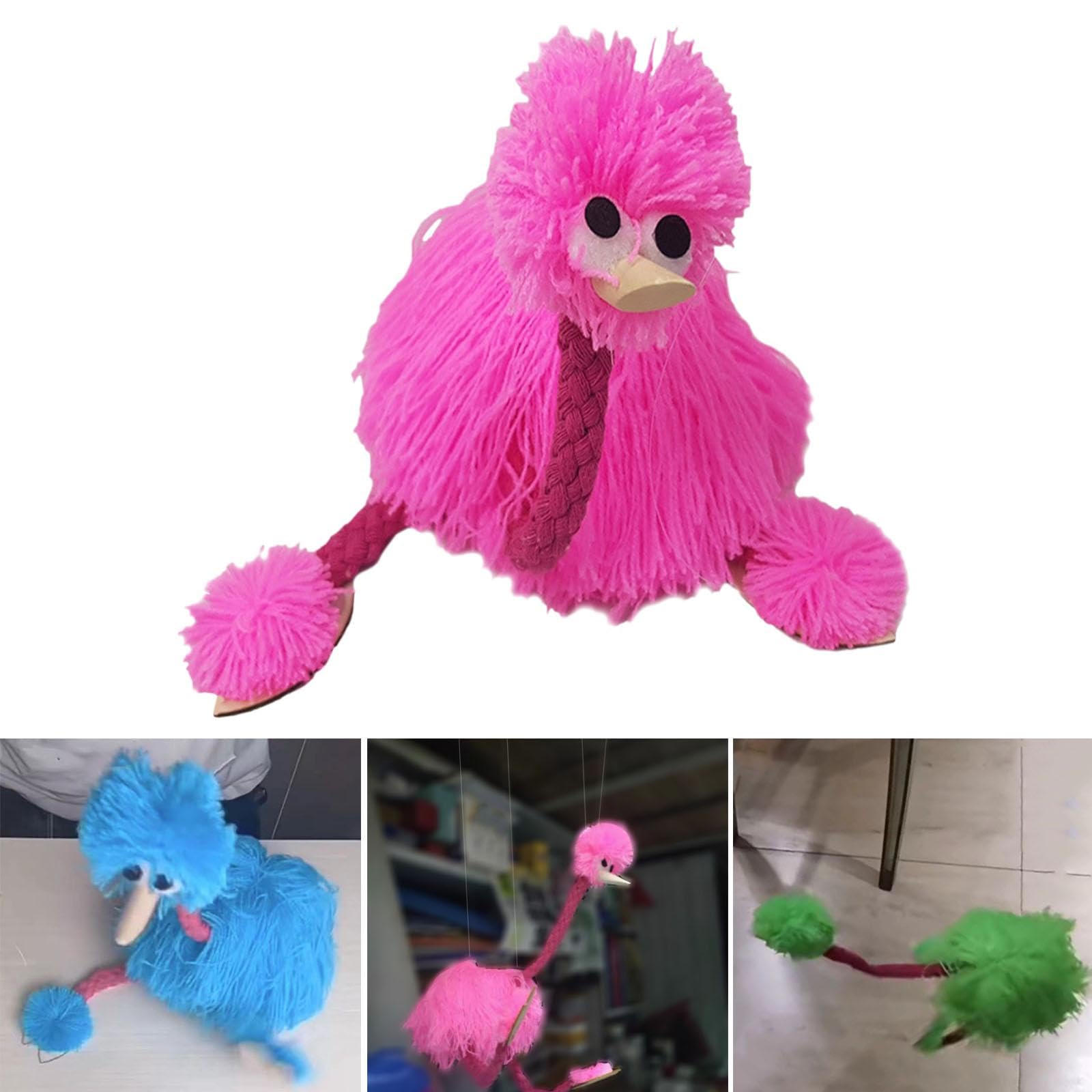 Strauß Marionette Spielzeug String Puppet Interaktive Puppen Puppen Spielzeug Übung Finger Flexibilität Schöne Vogel Tier Spielzeug für Jubiläen, ROSA