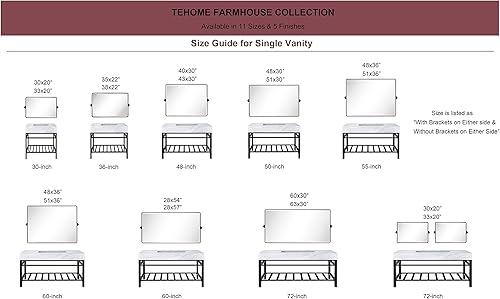 Miniatura 8 de TEHOME Espejo pivote horizontal, espejo inclinable negro para baño, espejo de baño rectangular con marco de metal biselado, en total 38.91 x 23