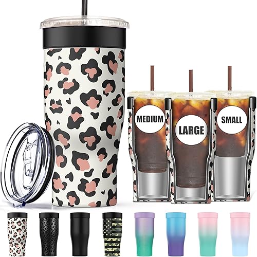 Miniatura 1 de Funda universal para café helado, de doble pared, reutilizable, de acero inoxidable, aislador para bebidas frías, se adapta a vasos pequeños,