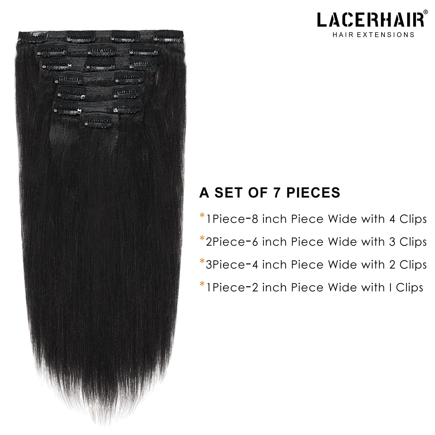 Amazon.com : Lacer Yaki Straight Clip in Hair Extensions  display picture 1
