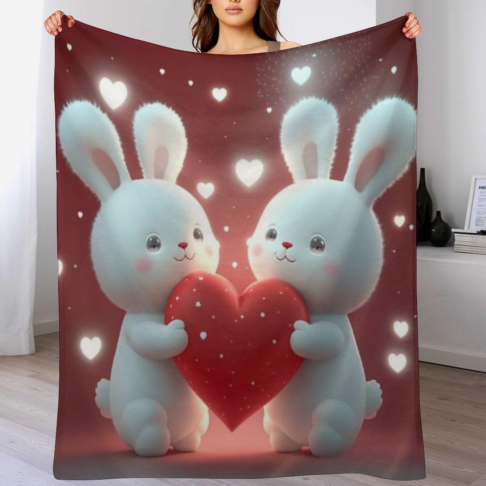Couverture polaire lapin plaid flannel moelleux toutes saisons lit voyage