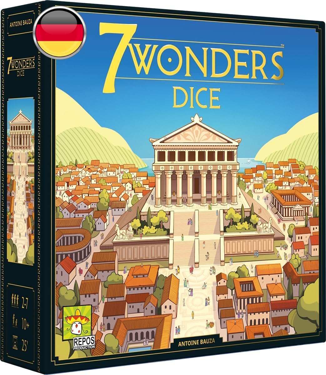 Asmodee, 7 Wonders Dice - Repos Production - Connoisseurs Game - 2 to 7 Players - Ages 10 Years+ - 25 Minutes - German