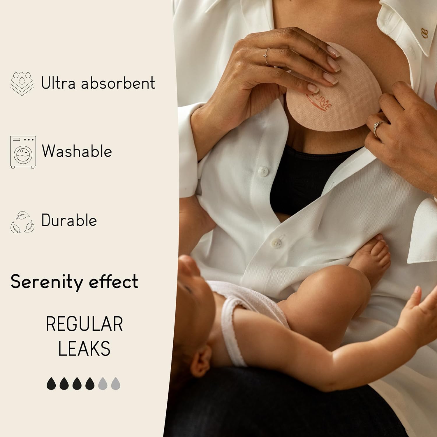 Essential Plus Slim - 6 Nursing Pads - Ultra Absorbent - Reusable & Washable Breast Pads - Regular Leaks - Stay Dry All Day, Eco-Friendly, Say Goodbye to Disposable Pads