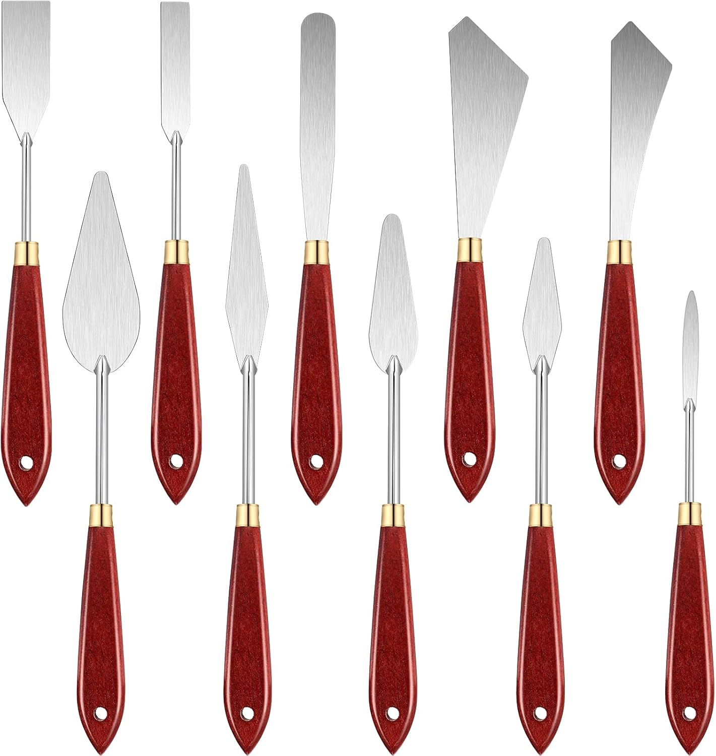 10 Pieces Painting Knife Set Palette Painting Knife Painting Mixing Scraper Pallet Knife Stainless Steel Spatula Palette Knife with Wood Handle Oil Painting Accessories for Acrylic Color Mixing