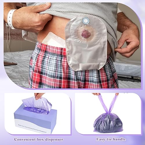Miniatura 2 de 600 bolsas de ostomía desechables de 13.39 x 7.09 pulgadas, bolsas de eliminación de ostomía con caja para evitar fugas de olores, suministros de