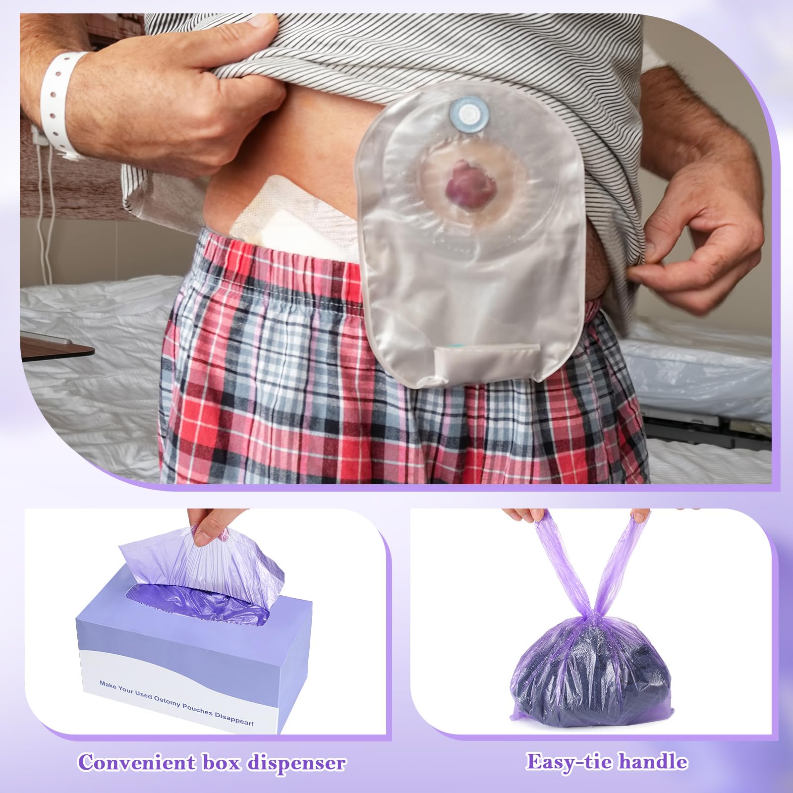 600 bolsas desechables para ostomía de 13.39 x 7.09 pulgadas, bolsas de eliminación de ostomía con caja para evitar fugas de olores, suministros de ostomía, bolsas de eliminación con caja