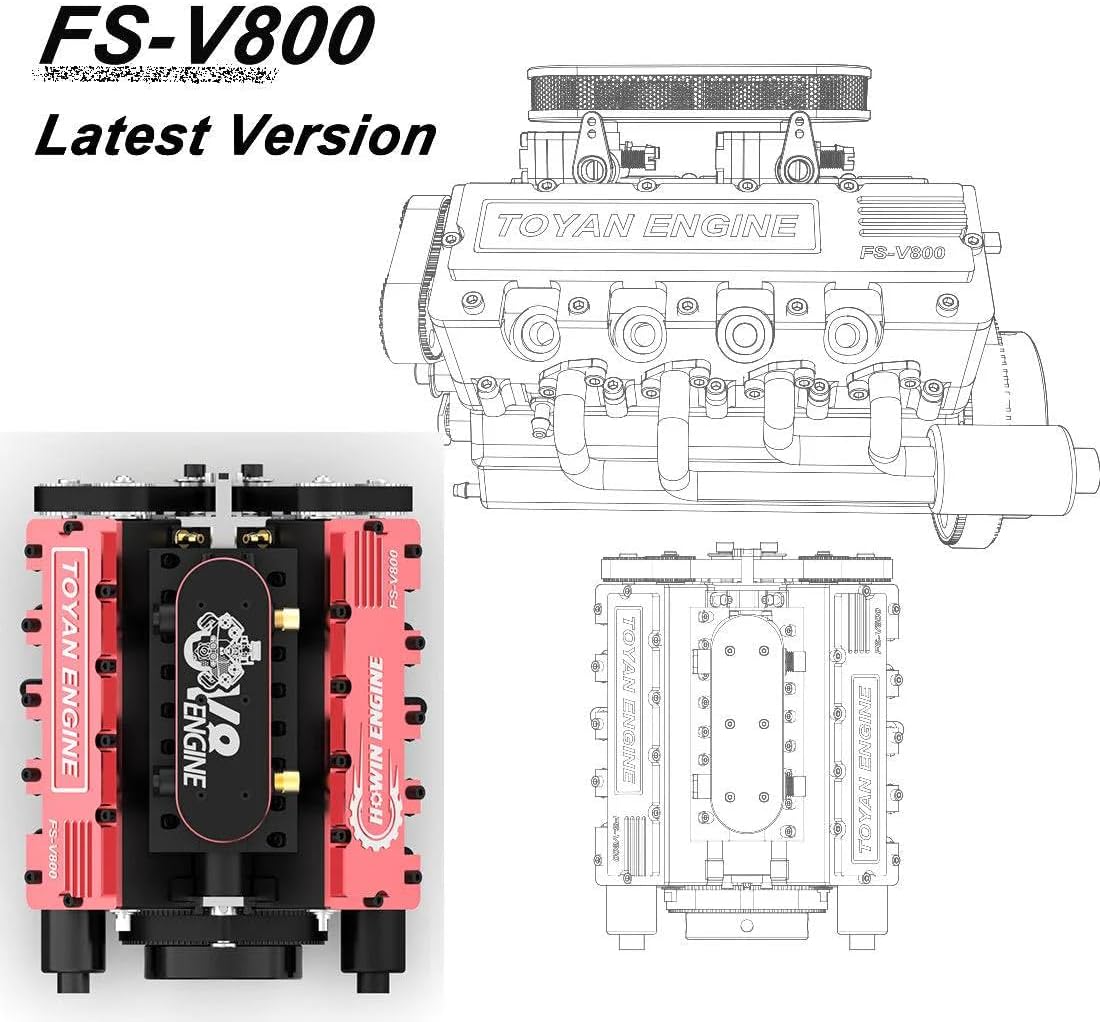 1/10 Scale V8 Engine Model Science Kit – 4-Stroke Water-Cooled Mechanical Assembly Experiment for Physics & Engineering Learning – Build Your Own Precision V8 (Kit Ver.)