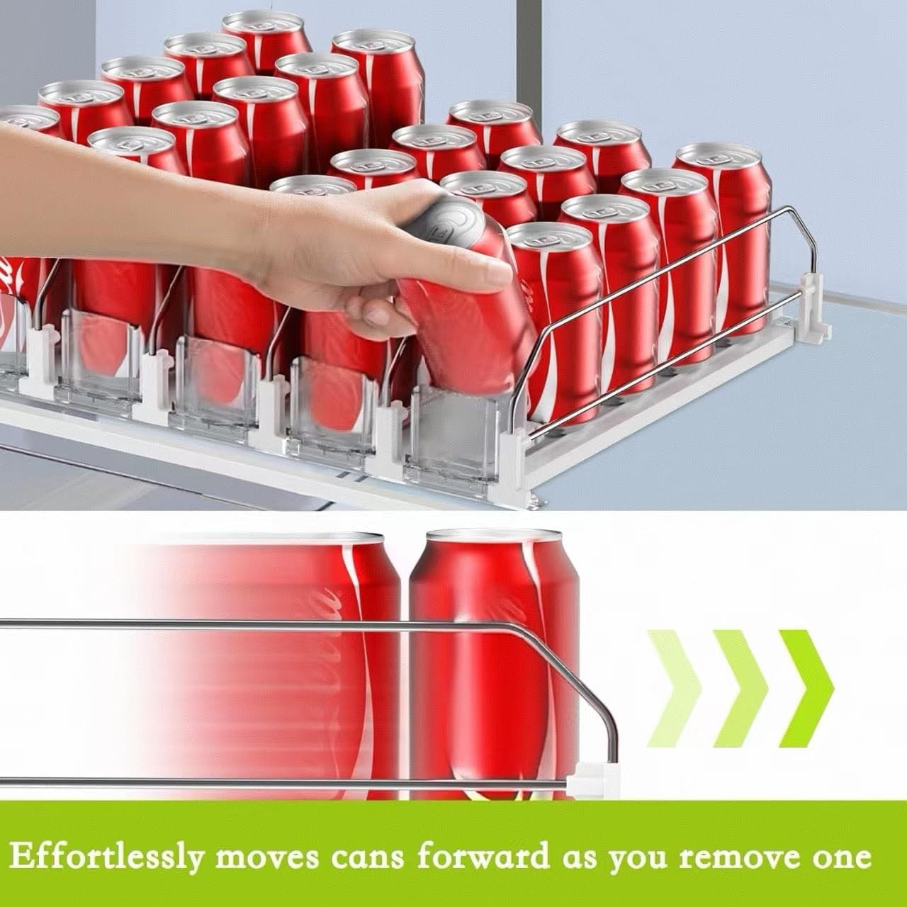 Drink Organizer for Fridge,Self Pushing Fridge Drink Organizer,Automatic Drink Dispenser for Fridge-Holds up to 30 Cans - Image 2
