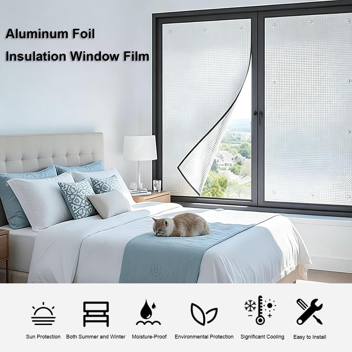 Kit Isolante Finestra Camper Pellicola Termica Riflettente In Alluminio | Isolamento Pannello Parasole Rimovibile Spesso Resistente Alle Intemperie Con Ventose, Per Casa Mansarda(150x260cm)