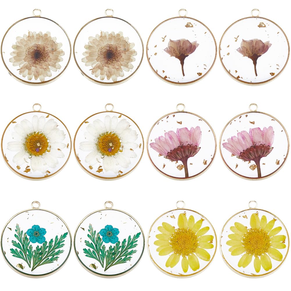 Breloques de fleurs séchées pour bijoux d'anniversaire et tenues de printemps