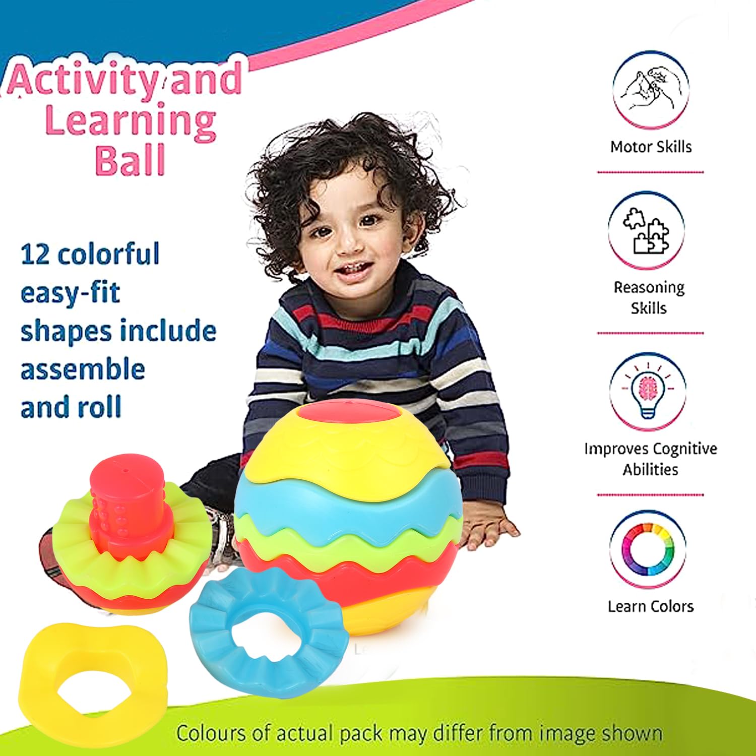 Asian Ball No 2 (Small) Activity and Learning Ball | Learning Toy for Kids | Toddler and Preschool Toys for Toddlers Size 10.5 Cm - Image 5 thumbnail