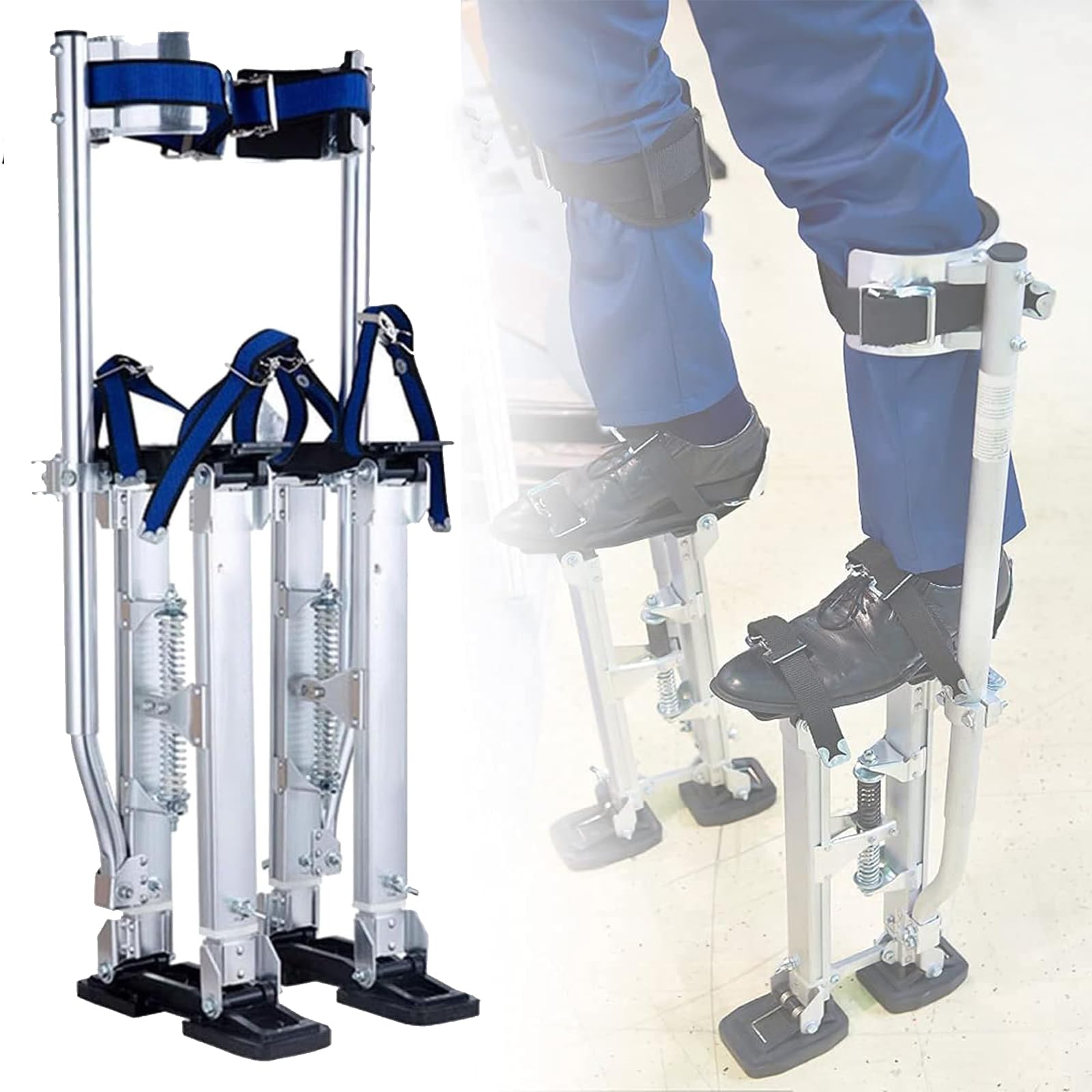 Szczudła robocze, (szczudła do płyt gipsowo-kartonowych, profesjonalne szczudła do płyt gipsowo-kartonowych ze stopu aluminium, regulowane paski, szczudła budowlane do tynkowania płyt gipsowo-karton