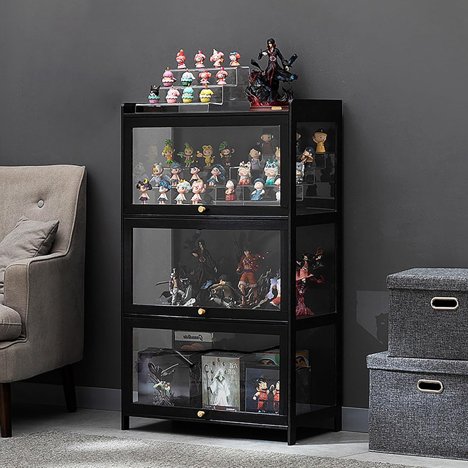 Display cabinets Glass display cabinet Acrylic Display Cabinet Storage Cabinet With Doors Flip-top Double Door Design For Convenient Storage Cabinet Display Cases For Collectibles(100x33x111CM)