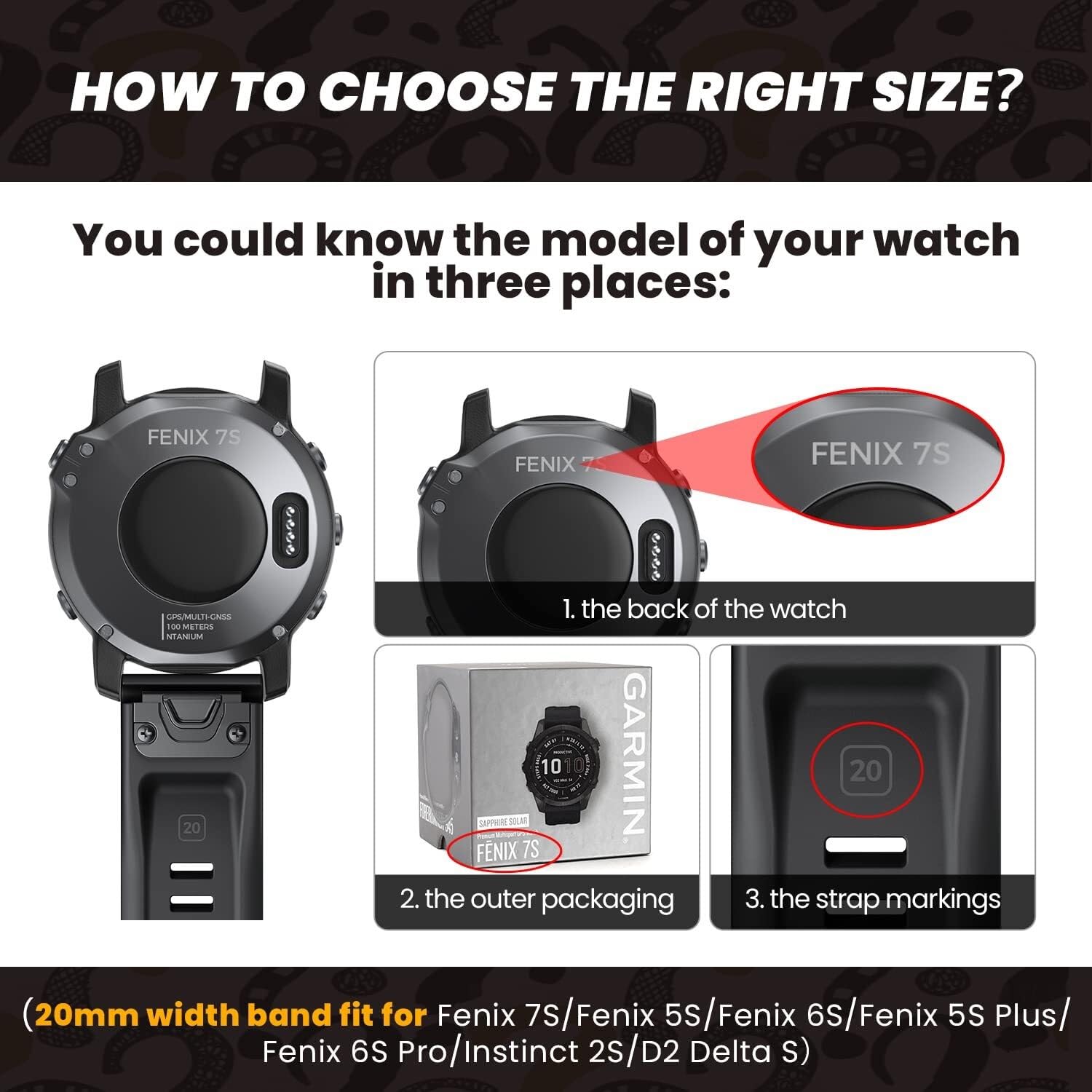 EZZON Dla paska Fenix ​​7S 20mm pasek do zegarka Fenix ​​7S/6S/5S Fenix ​​5S Plus silikonowy pasek na rękę Fenix ​​6S Pro sportowy pasek do smartwatcha (czarny + biały)