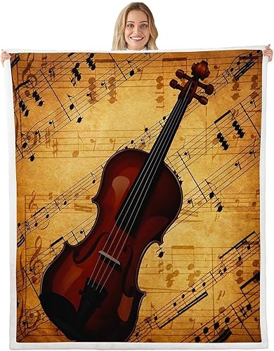 Castle Fairy Manta de violín 3D, mantas de notas musicales para niños, niñas, niños, adolescentes, decoración de dormitorio, manta de vellón con