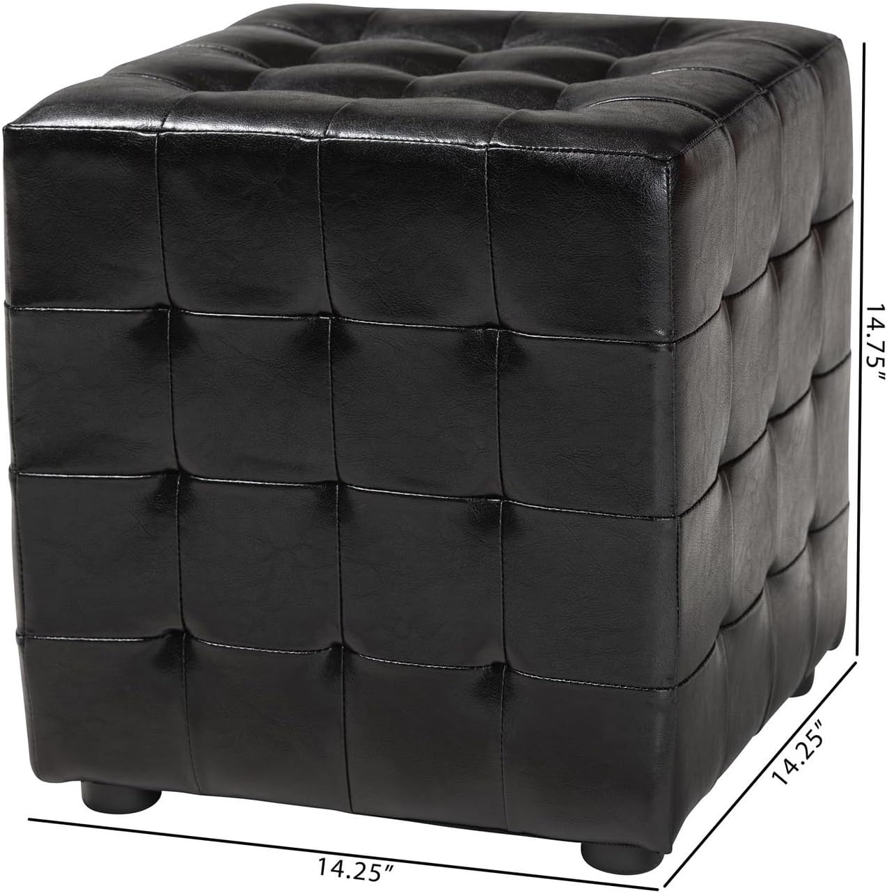 Baxton Studio Siskal Modern Cube Ottoman, White, Set of 2,