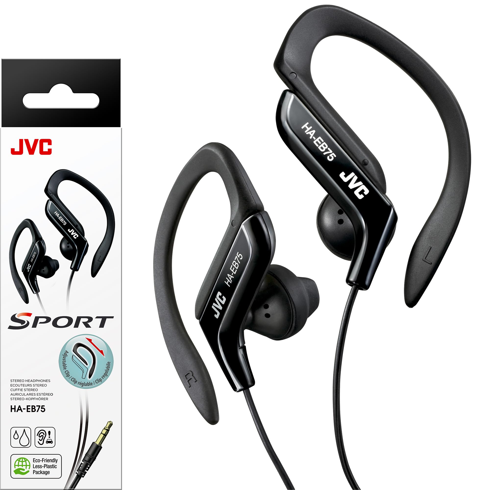 HAEB75B Sports Clip Headphone (Black), Wired