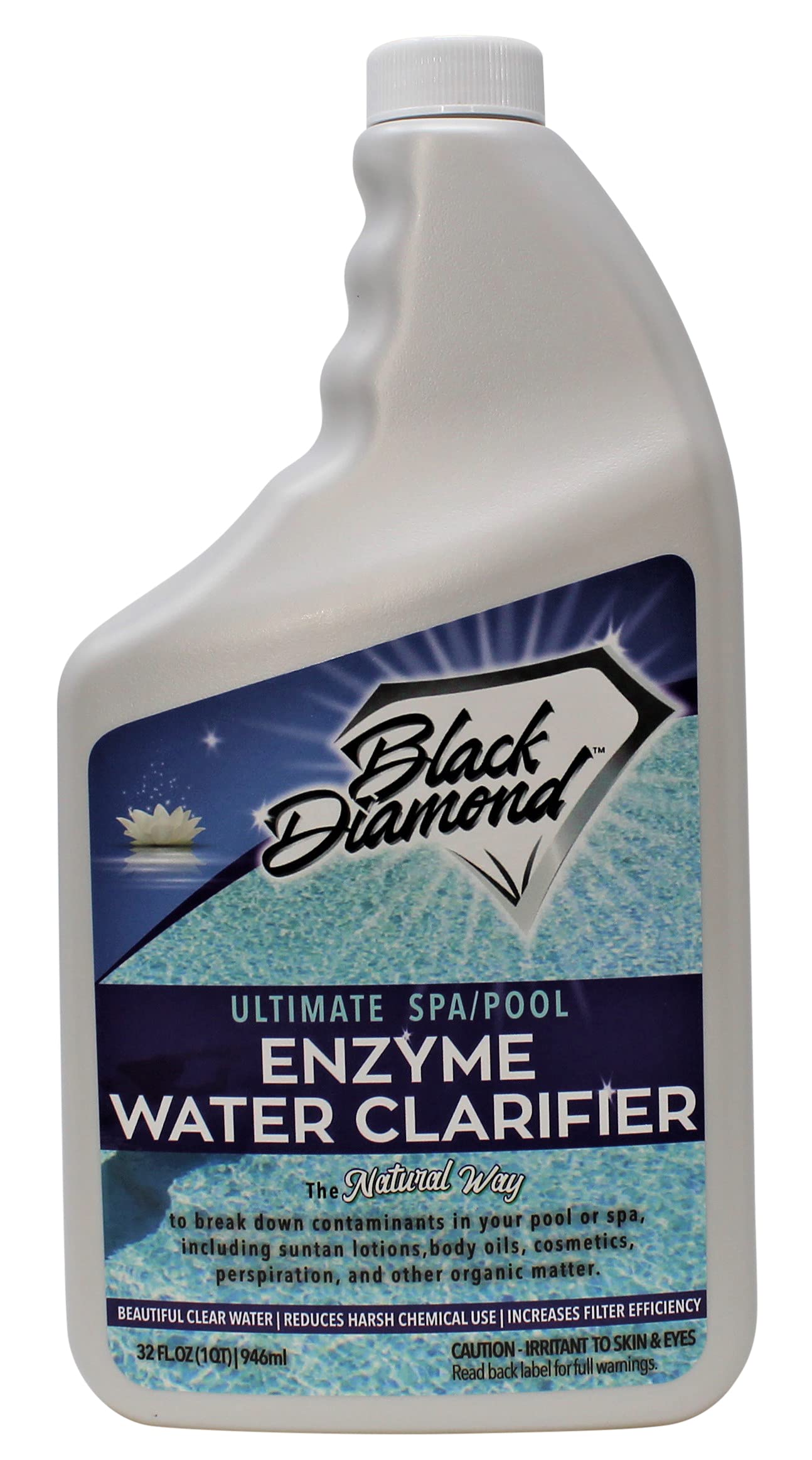Black Diamond Stoneworks Ultimate Spa and Pool Natural Enzyme Water Clarifier Treatment for Hot Tub, Jacuzzi (Prolongs Filter Life. 1-Quart)