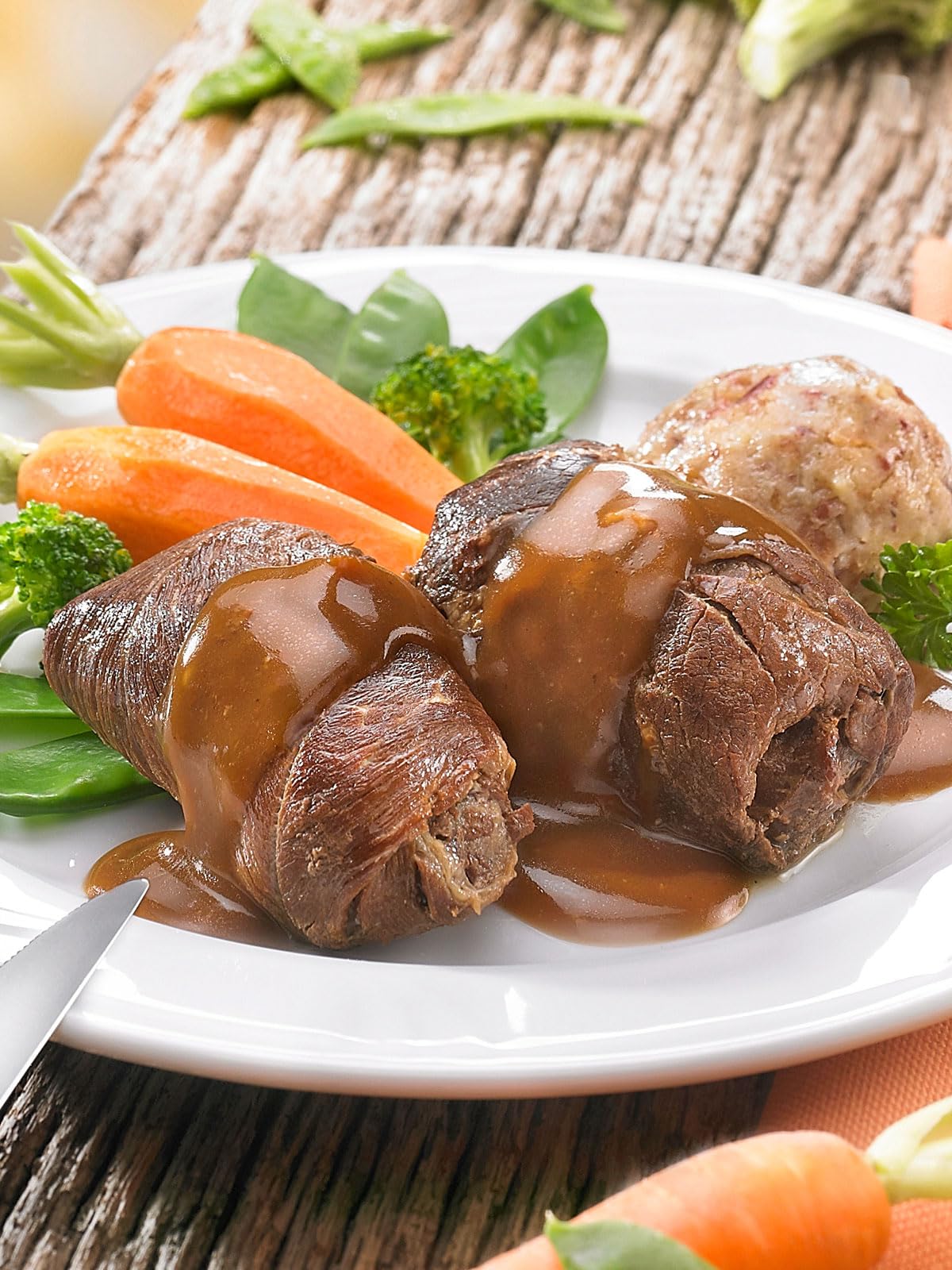 Gut Kampen Gourmet Rinderrouladen mit Speck-Gurken-Füllung in pikanter Sauce, 3 x 500 g Ringpulldose