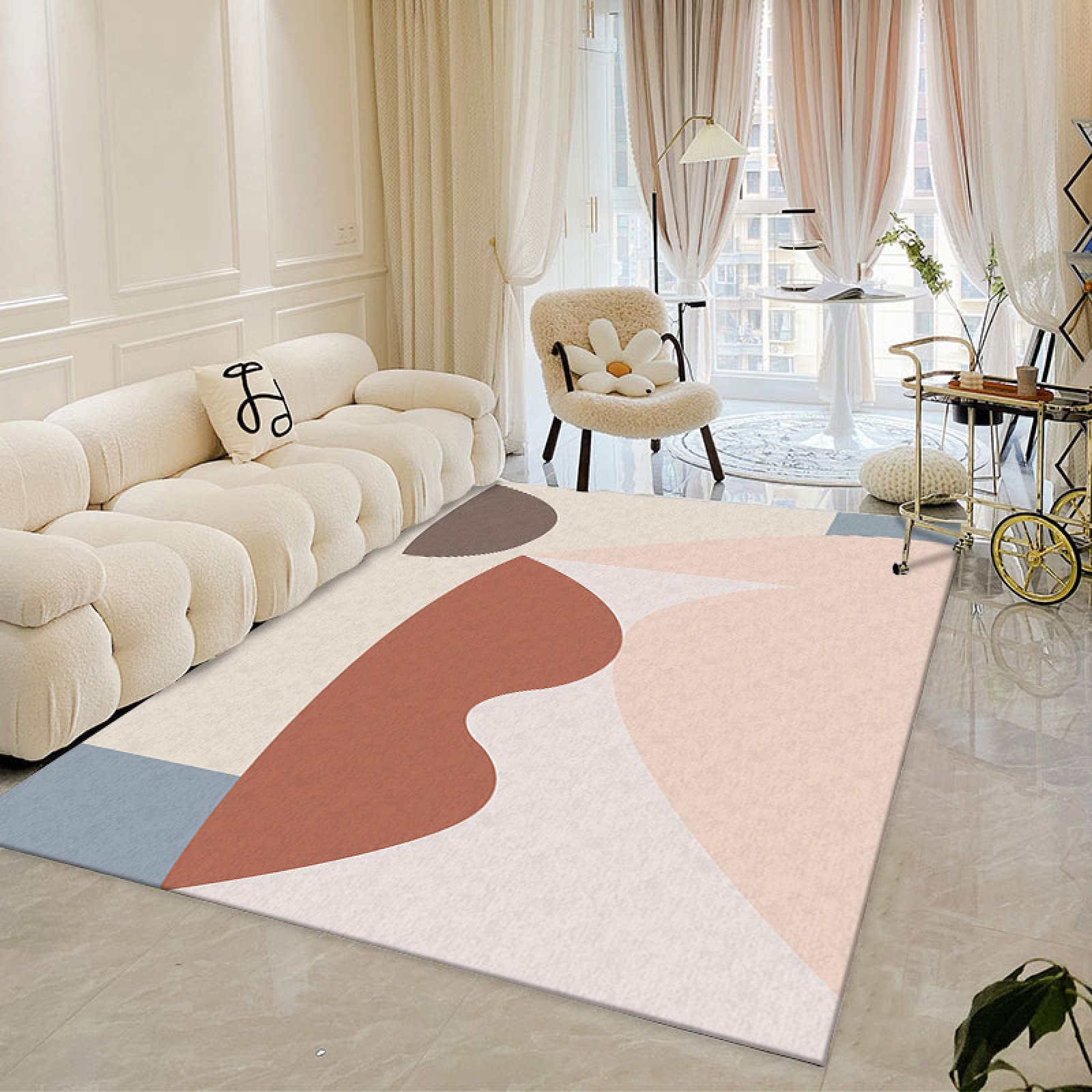 Designerski dywan nowoczesny geometryczny abstrakcyjny wzór minimalistyczny antypoślizgowy dywanik do salonu sypialni 120 * 200 cm