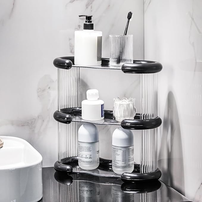 Organizador de Baño SYNCVIBE 3 Niveles, Bandeja Oval Negra miniatura 4