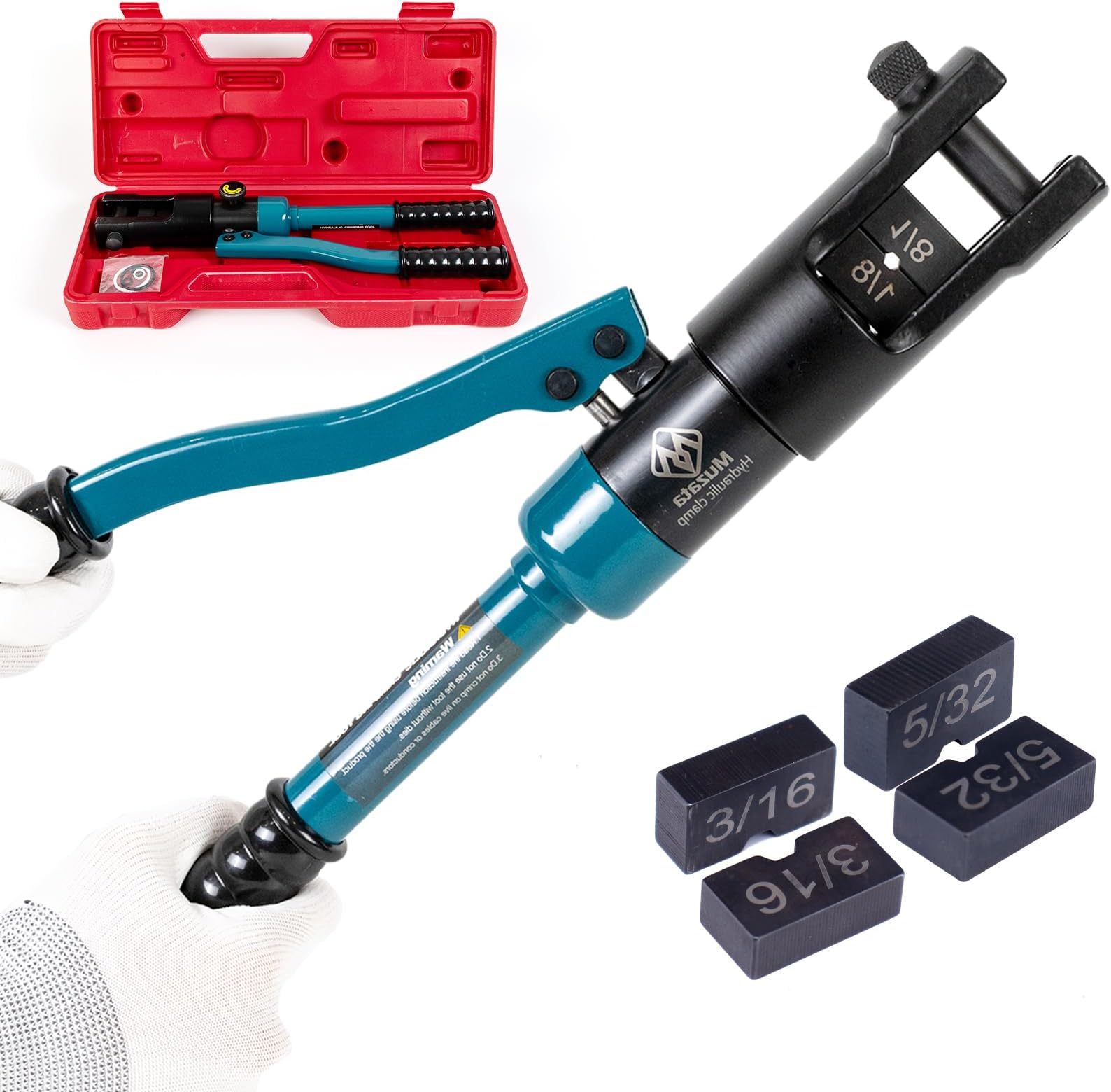 Upgraded Custom Cable Railing Crimping Tool Hydraulic Crimper Hydraulic Crimping Tool for 1/8" 5/32" 3/16" Stainless Steel Cable Railing Kit Wire Rope Swaging Kit CT01