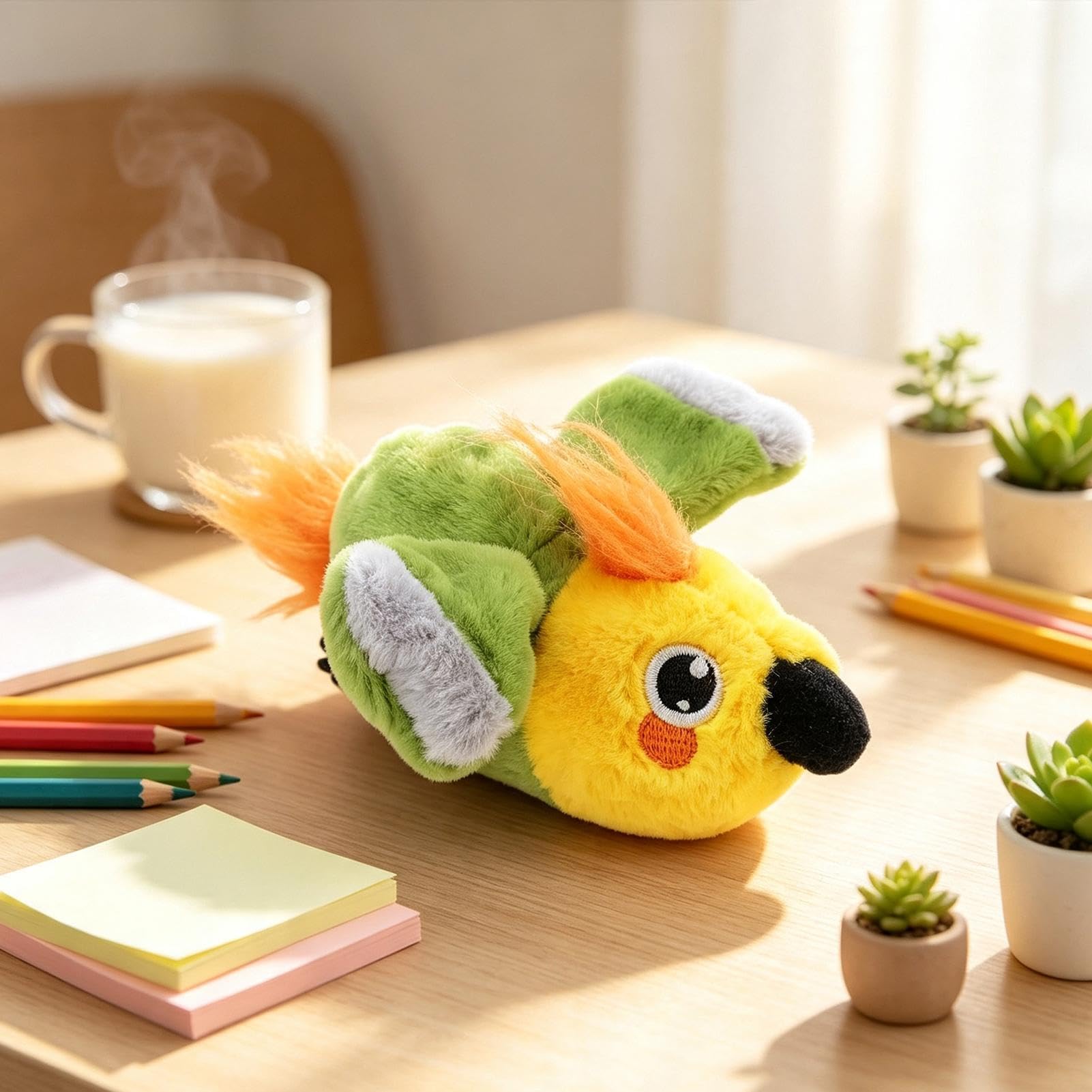Jouet pour chat en forme d'oiseau, interactif, rechargeable, en peluche, perroquet d'intérieur