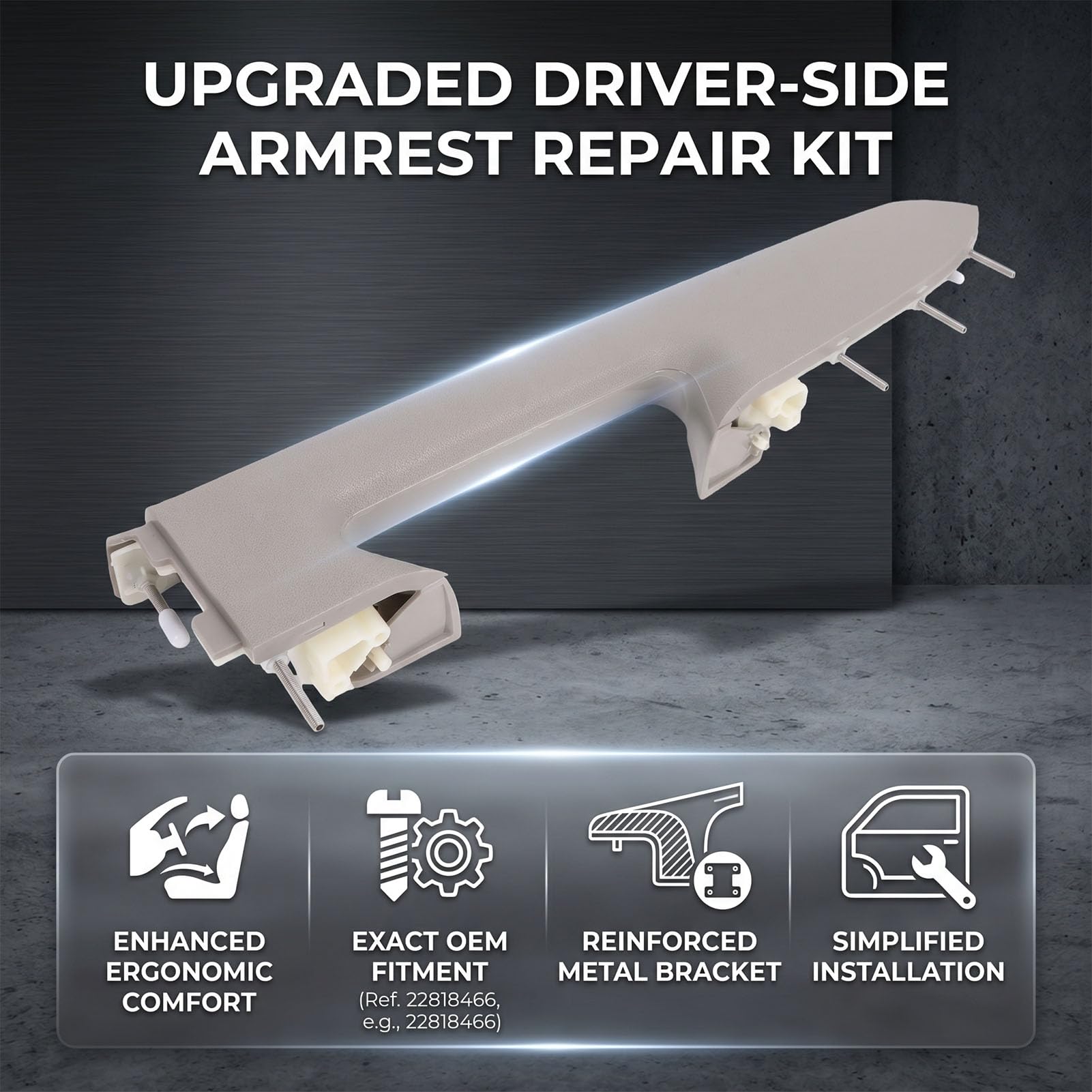 Zestaw Naprawczy Przedniego Lewego Podłokietnika Po Stronie Kierowcy, OEM 22818466, 20874801, 20920831 Zamiennik dla Sierra 1500 2500HD 3500HD