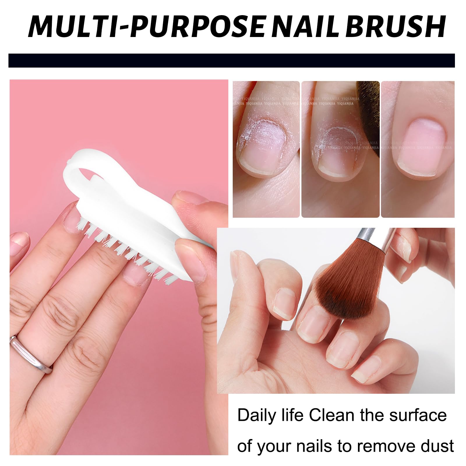 2 Pezzi Spazzola Unghie, Spazzolino Unghie Mani, Spazzola per Pulizia delle Unghie con Spazzola Bellezza, Mini Testina di Spazzola, Adatto per Unghie, Nail Art fai da te