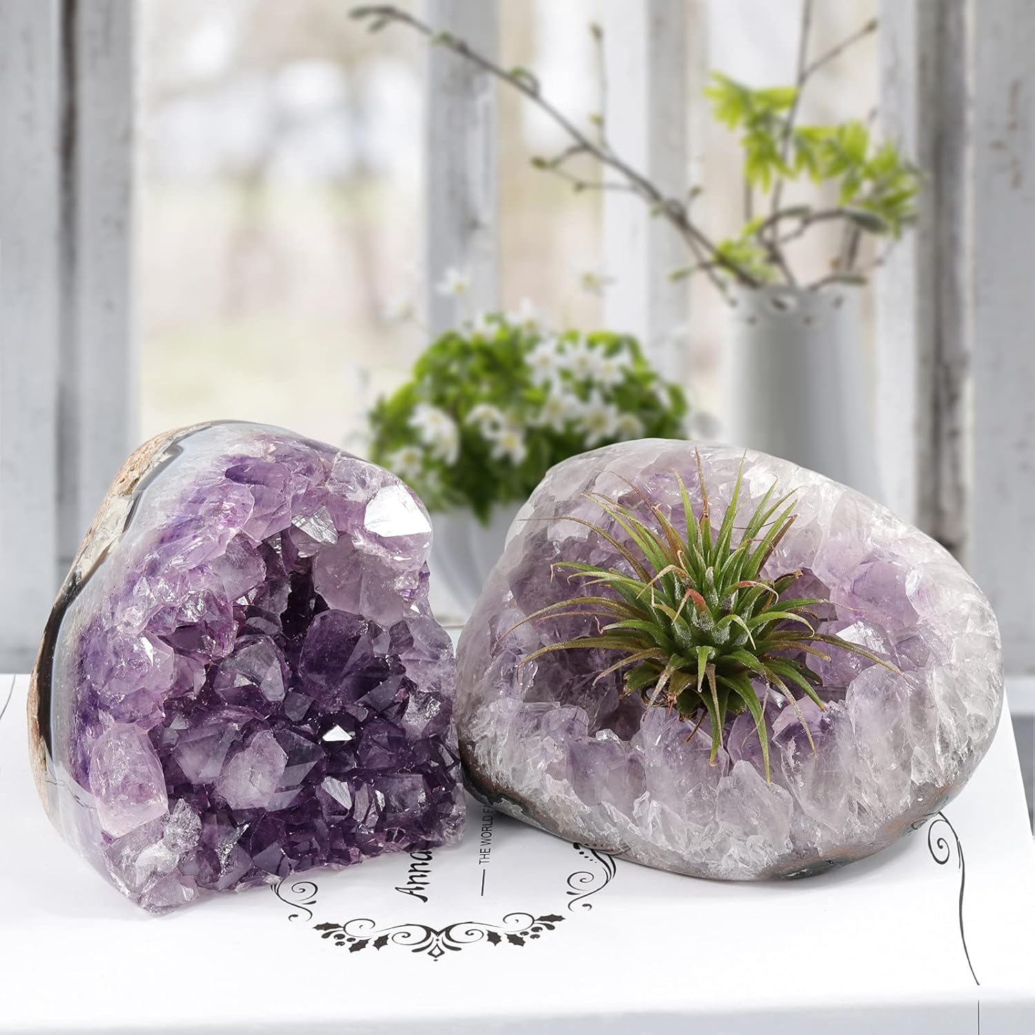 Nupuyai Natural Amethyst Crystal Quartz Cluster, Mineral Geode Druzy Specimen Stone for Reiki Healing Home Decoration (200-300g) - Image 4
